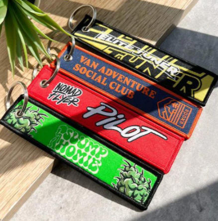 Custom Double-Sided Woven Keychains – Personalised Fabric Keyrings Canada