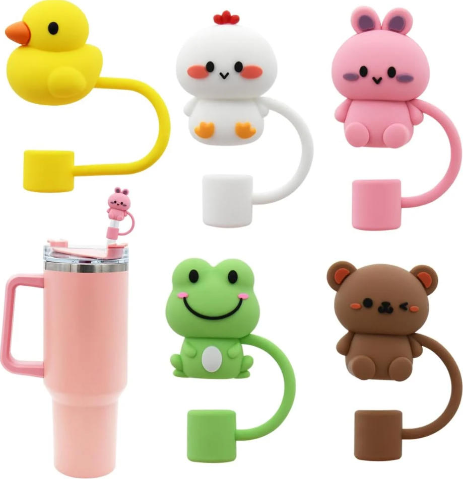Animal Silicone Straw Covers for Stanley Cup – Reusable Dust-Proof Toppers, 30/40oz Compatible