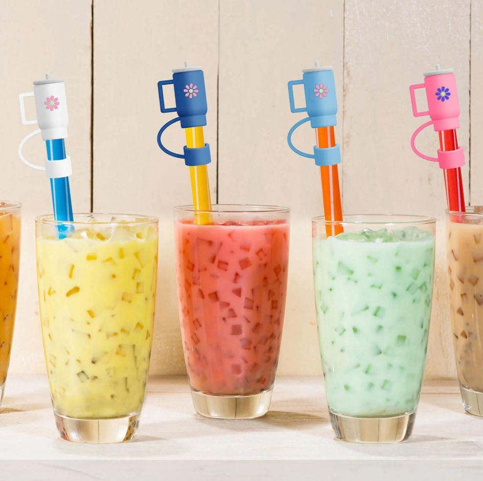 Reusable Silicone Straw Caps – 20Pcs Leak-Proof Cartoon Straw Covers for 10mm Straws