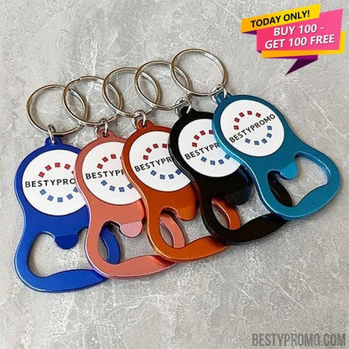 Personalised Aluminium Bottle Opener Keychains – Custom Logo Keyrings for Events