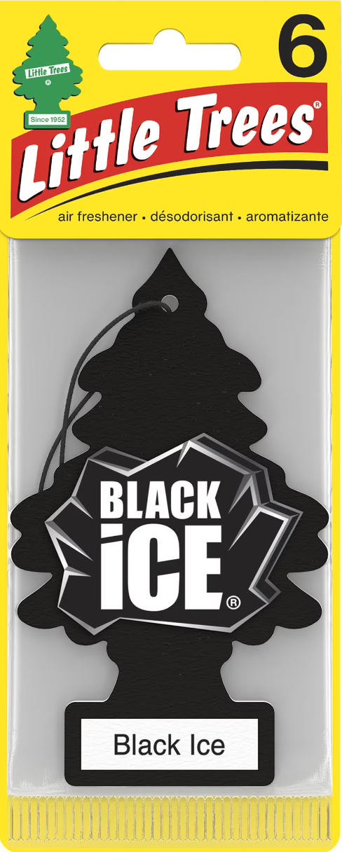 Little Trees Black Ice Car Air Fresheners – 6 Pack Hanging Deodorisers