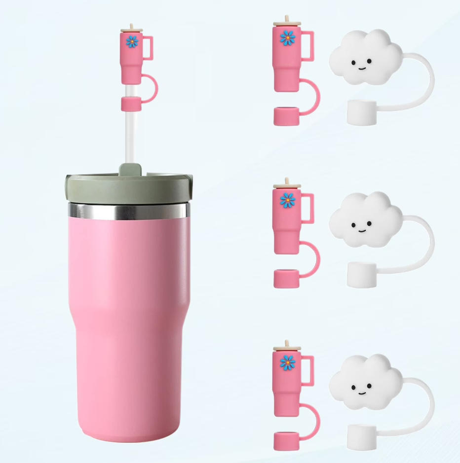 6-Pack Cute Silicone Straw Toppers for Stanley 30/40oz – Reusable, Dustproof & BPA-Free