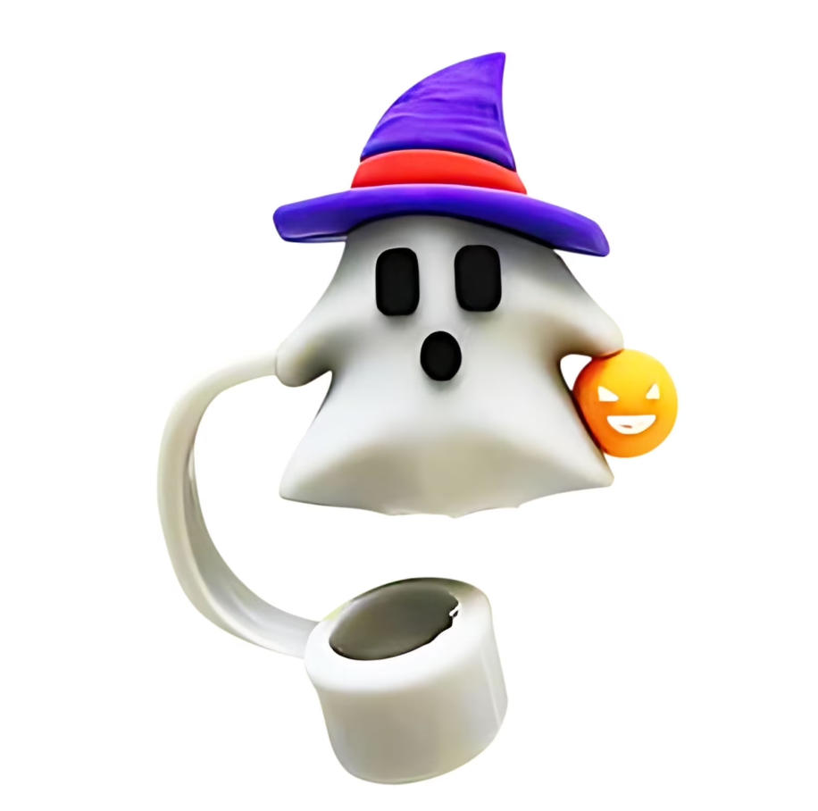 Ghost Halloween Straw Topper – 10mm Reusable Straw Cap